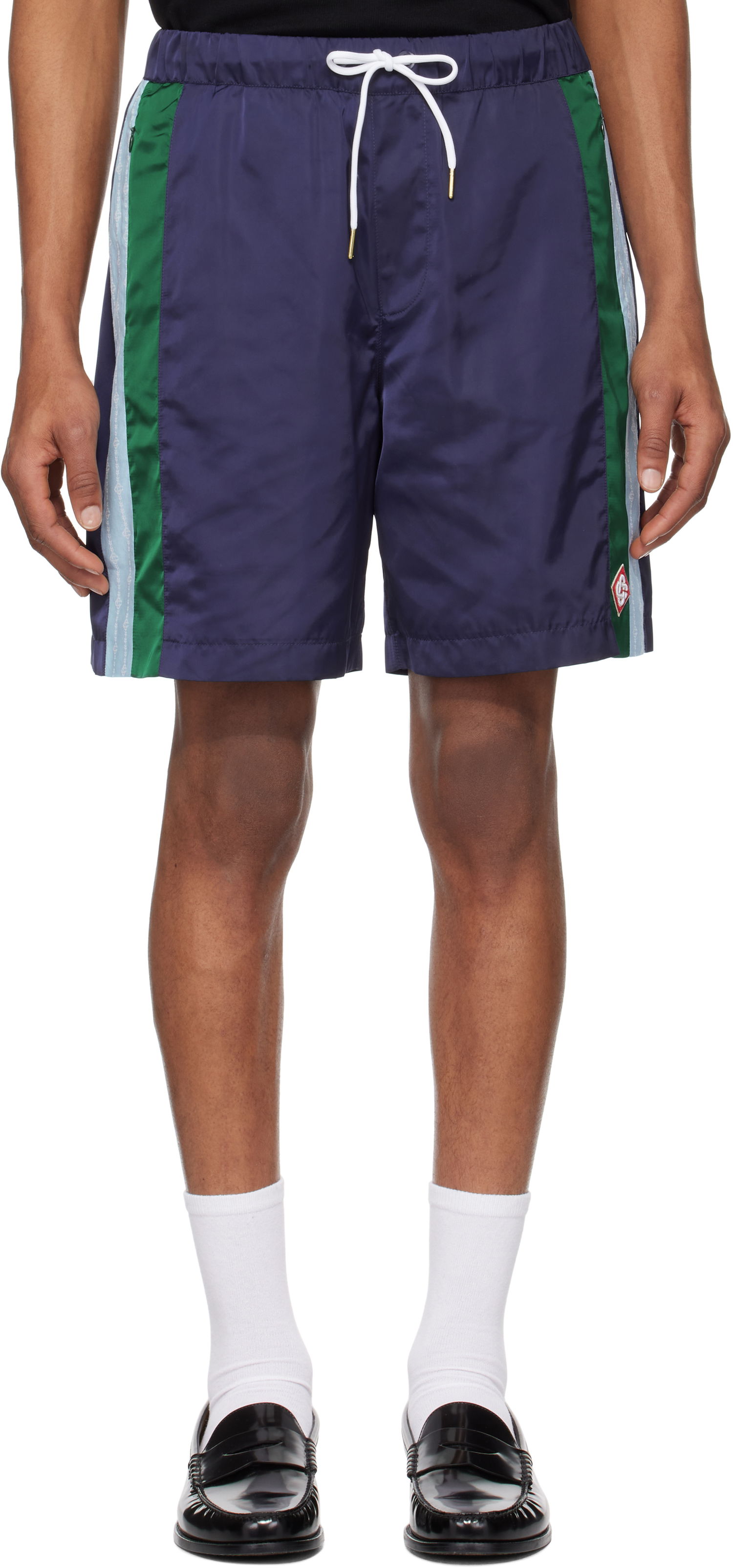 Šortky Casablanca Casablanca Pinstripe Laurel Track Shorts Navy | MS25-TR-273-01, 0