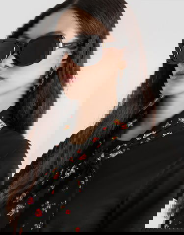 Tričko Dolce & Gabbana Jersey T-shirt with Floral Tie Neck Čierna | F8W28ZGDDPCN0000, 3