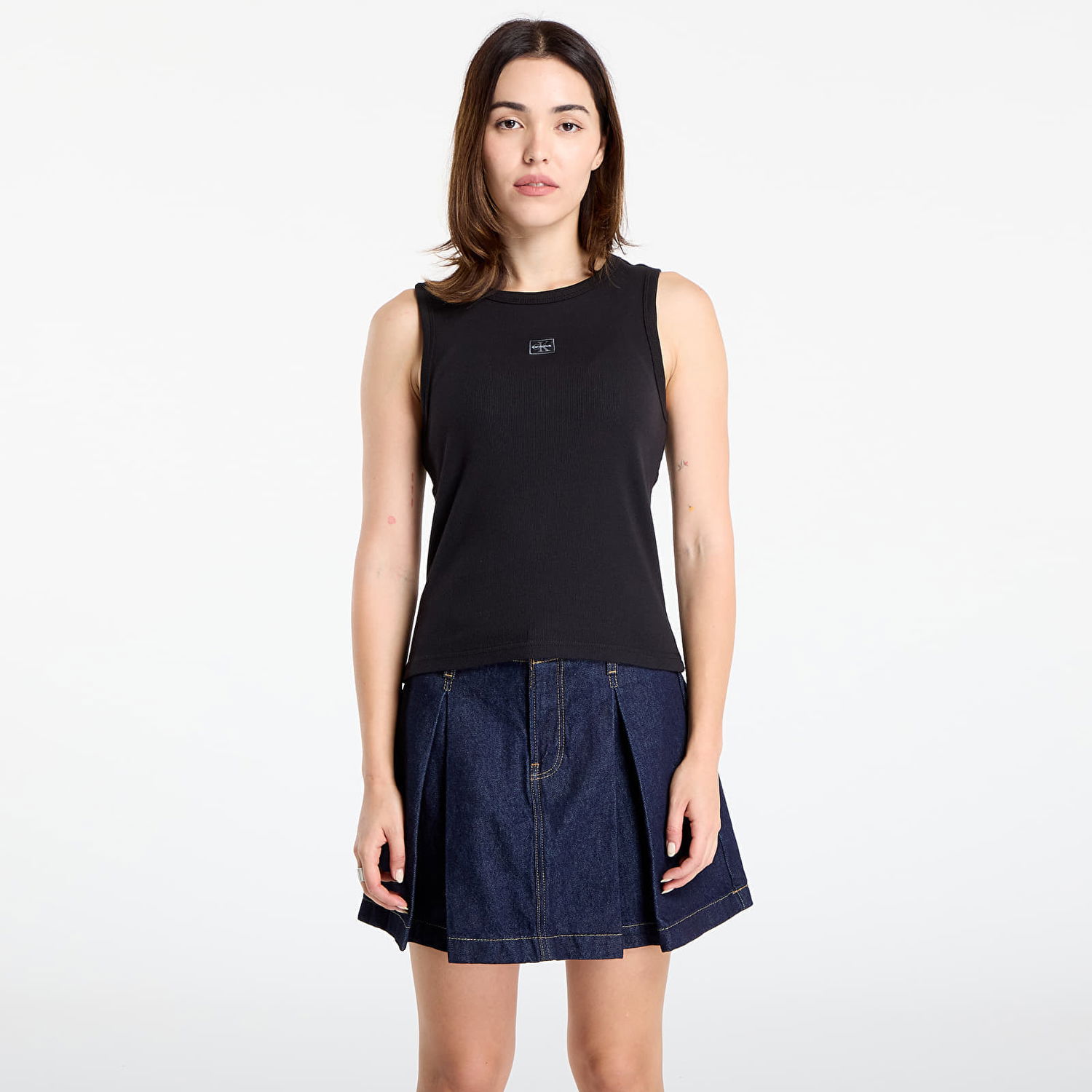 Tielko CALVIN KLEIN Calvin Klein Jeans Women's Woven Label Tank Top Čierna | LV047C201G UB1, 0