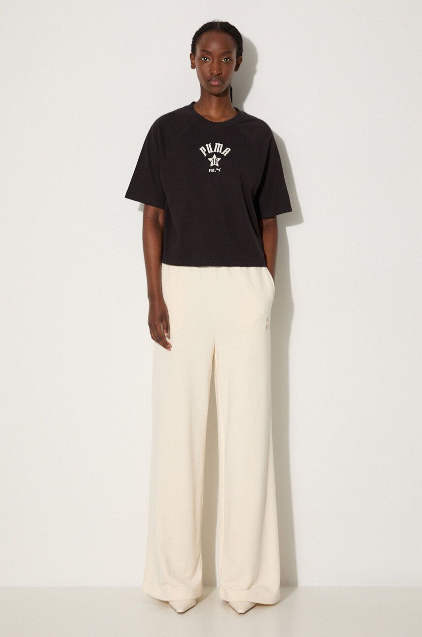 Crop Top Puma Classics Play Paris Relaxed Crop Top Čierna | 626808, 1