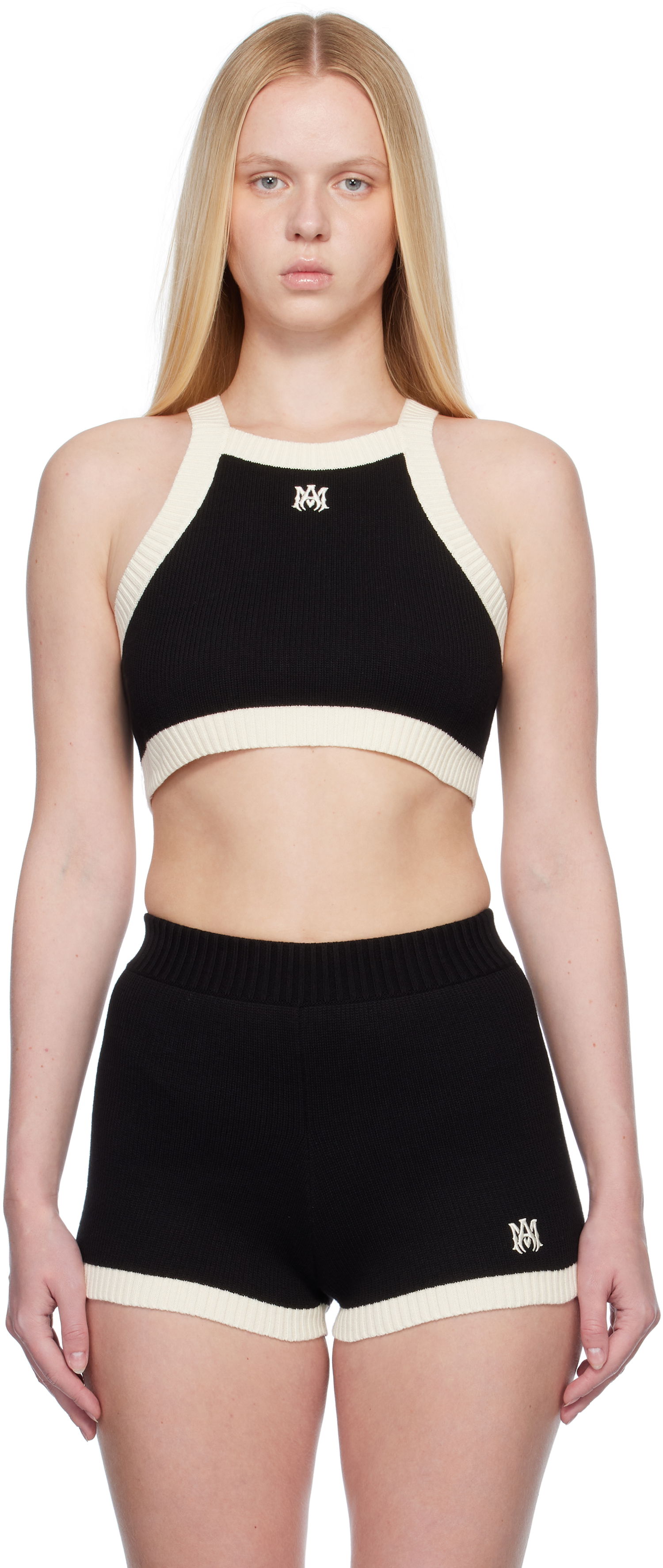 Tielko AMIRI AMIRI MA Knit Cropped Tank Top Čierna | AWKNTT1025, 0