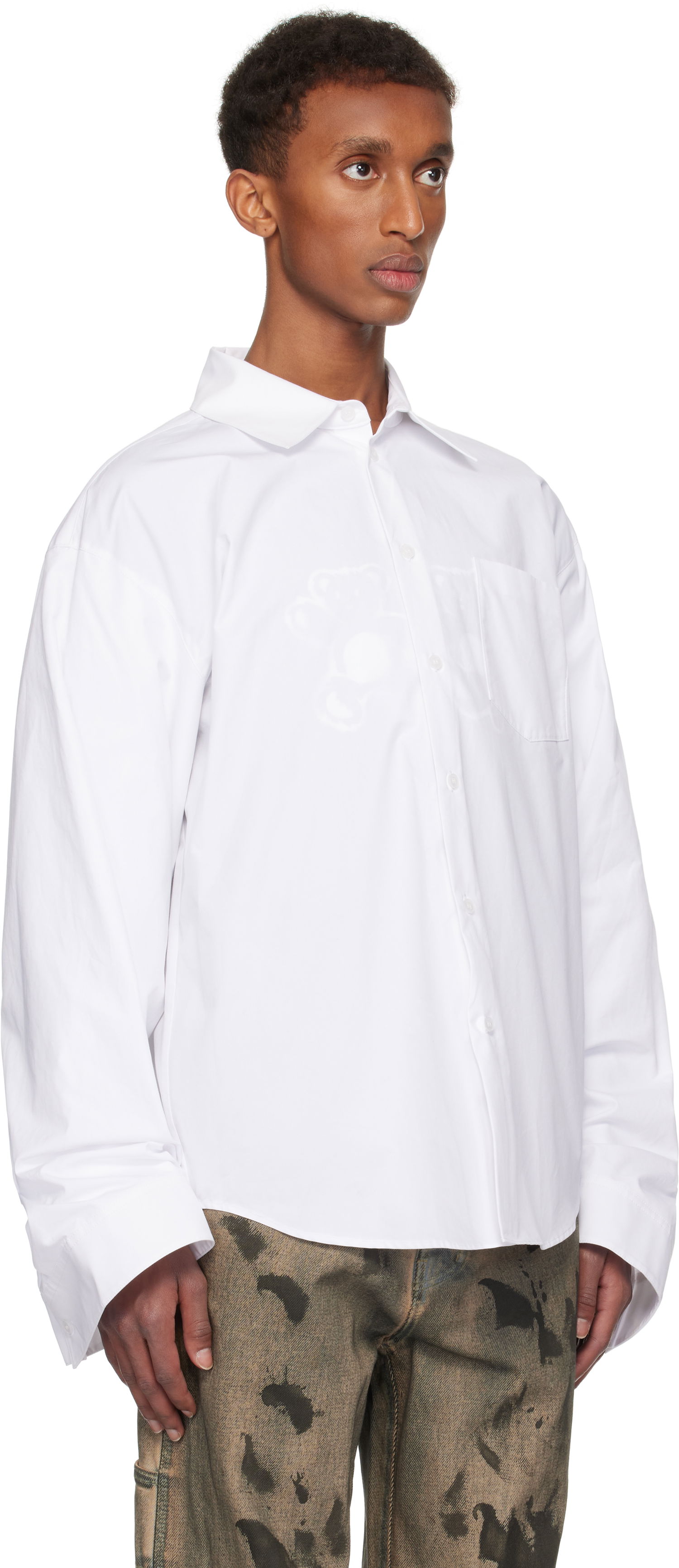 Košeľa We11done We11done Twisted Sleeve Button-Up Shirt Biela | WD-SH3-24-110-U-WH, 1