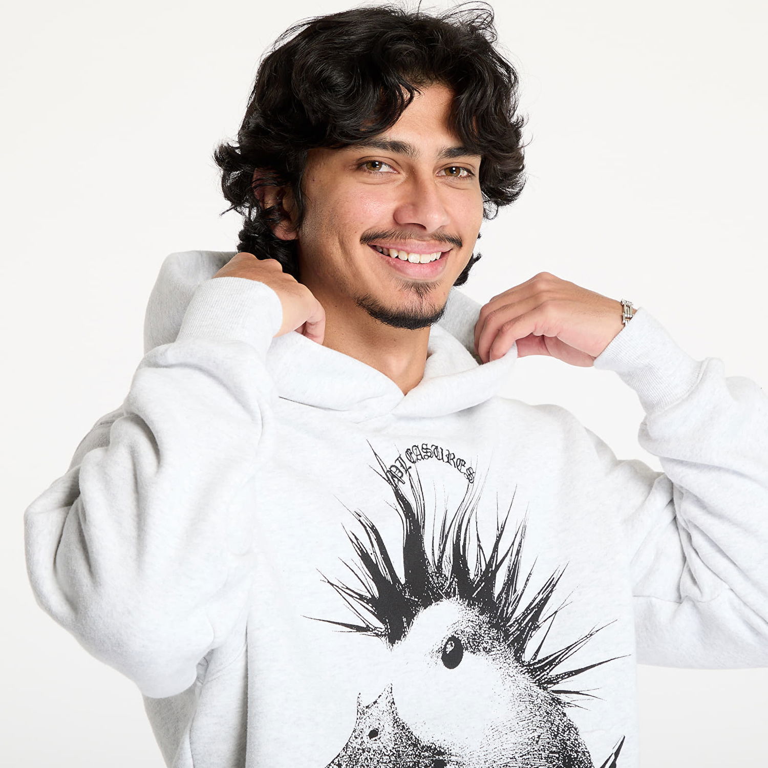 Mikina Pleasures Punk Duck Print Hoodie Šedá | P24W021 GREY, 1