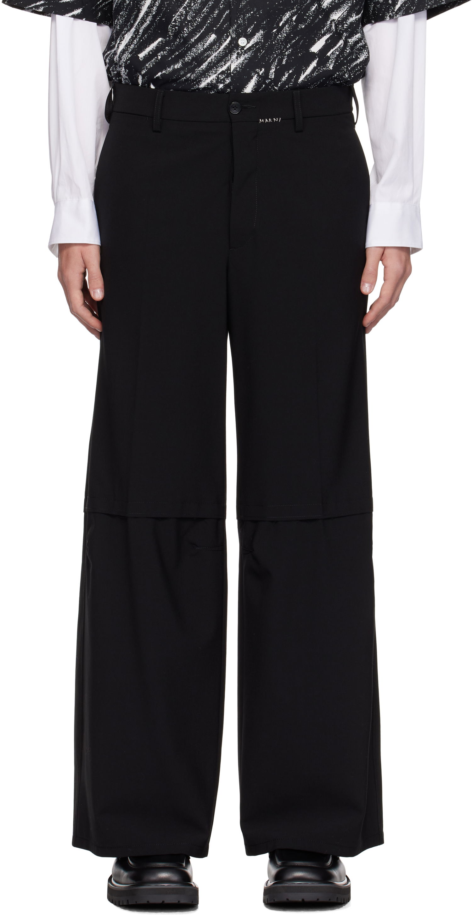 Nohavice Marni Mending Trousers Čierna | PUMU0271SU UTP771, 0