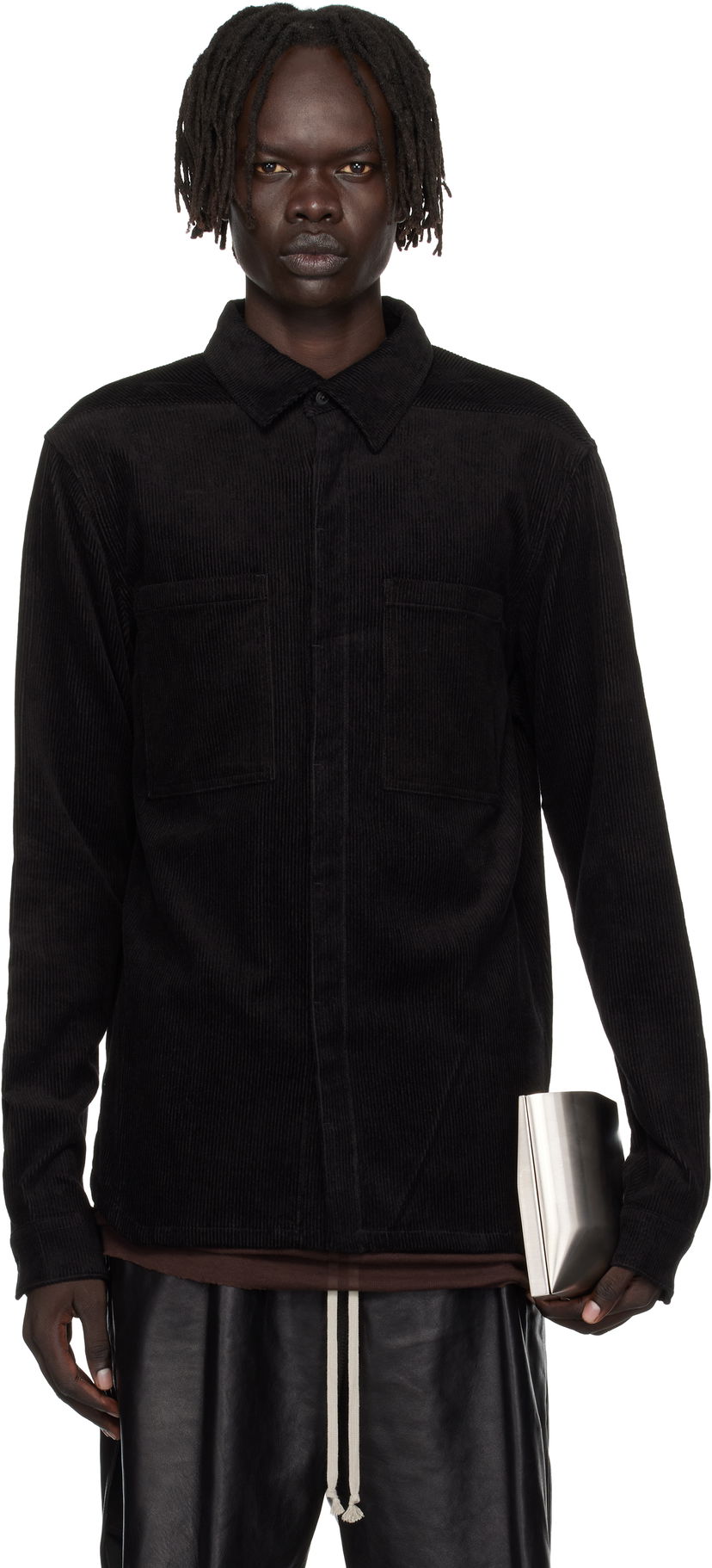 Košeľa Rick Owens Rick Owens Concordians Corduroy Work Shirt Čierna | RU02E1292 MLC9