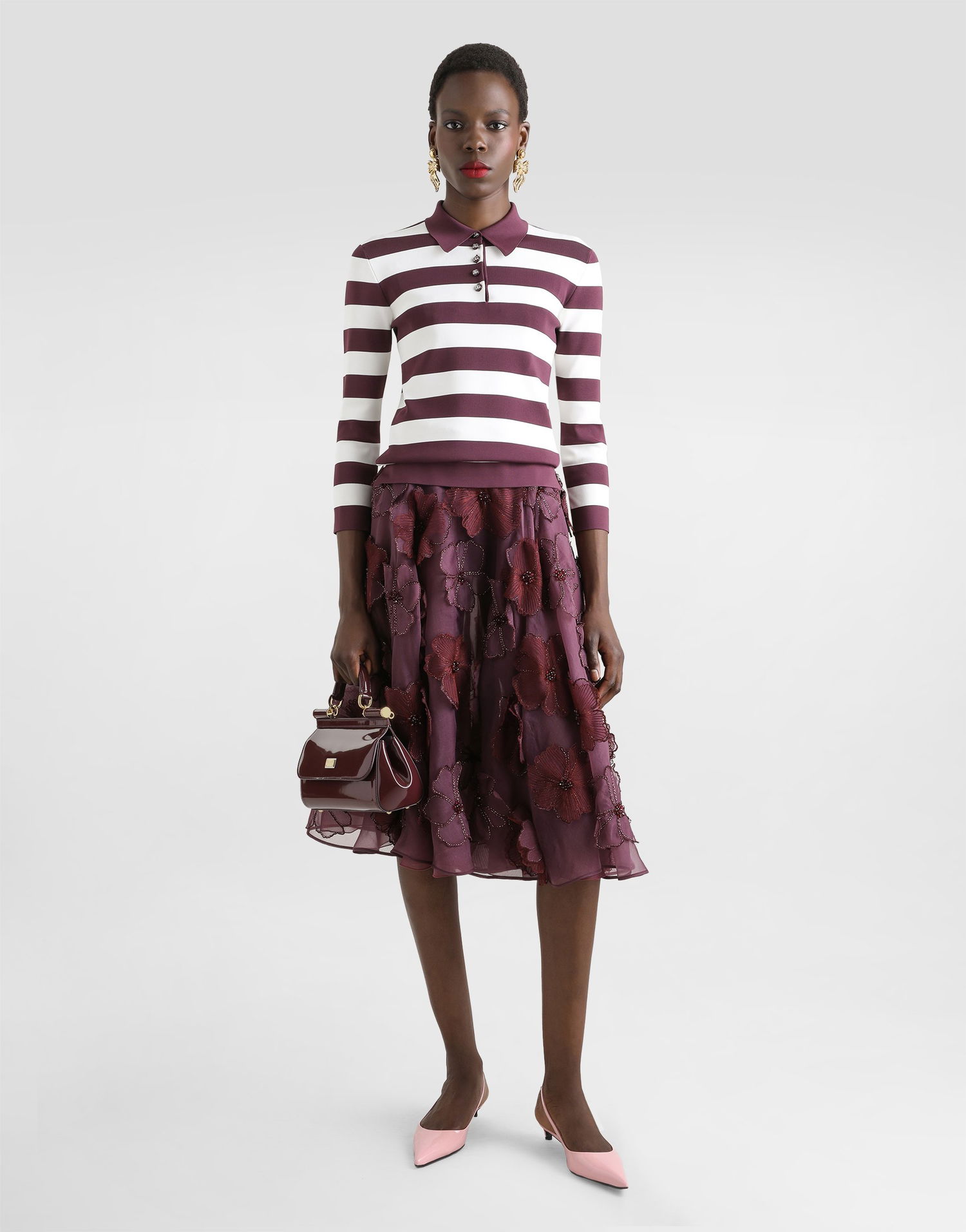 Sukňa Dolce & Gabbana Dolce & Gabbana Organza Midi Circle Skirt with 3D Floral Appliqué Vínová | F4C1DZGDCTVS8400, 1