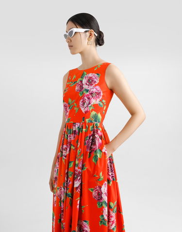 Šaty Dolce & Gabbana Dolce & Gabbana Rose Print Cotton Babydoll Dress Oranžová | F6JHVTHS5TIHO5JA, 3