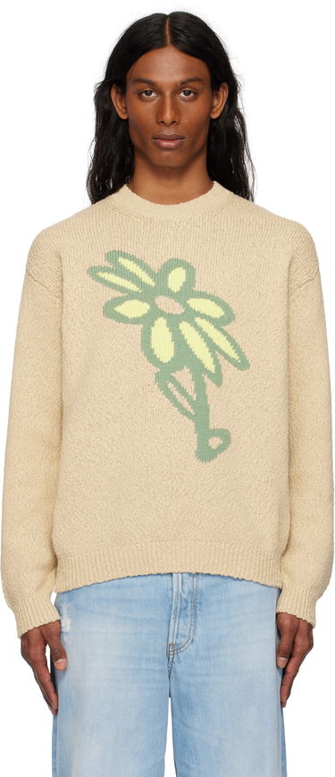 Sveter MAISON KITSUNÉ Maison Kitsuné Abstract Daisy Intarsia Sweater Béžová | OM00811KT1138, 0