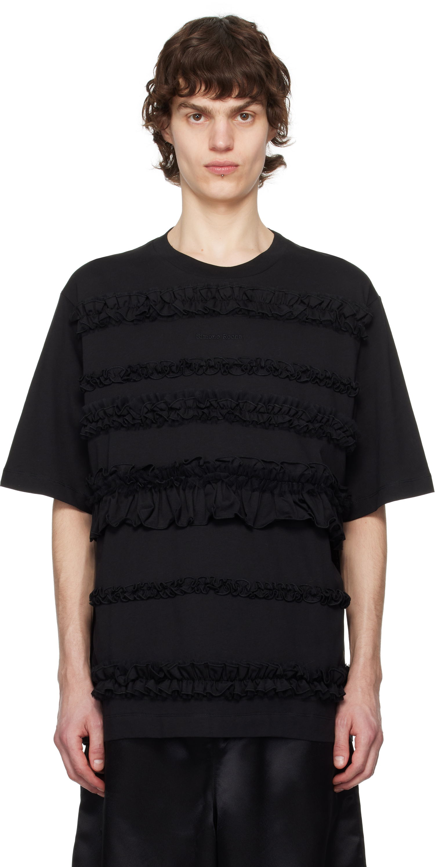 Tričko Simone Rocha Simone Rocha Ruffle Frill T-Shirt Čierna | 5325 0553, 0
