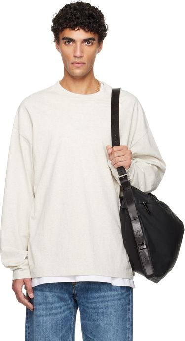 Tričko Fear of God Fear of God ESSENTIALS Holiday Embroidered Classic Long Sleeve T-shirt Béžová | 125HO254202F, 0