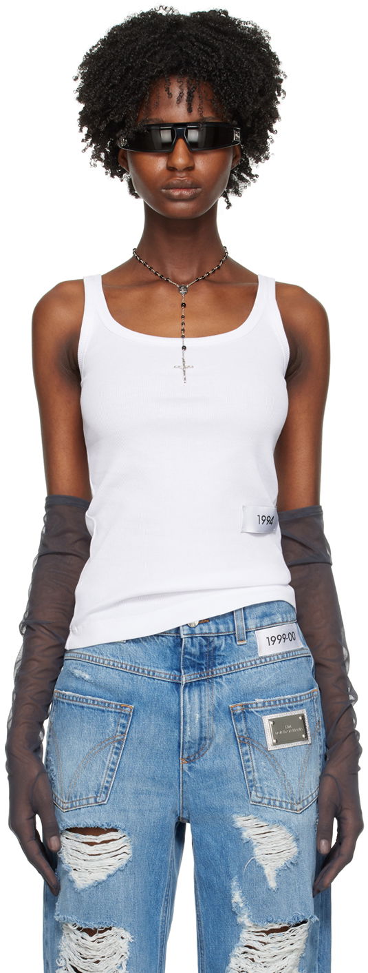 Tielko Dolce & Gabbana White Kim Kardashian Edition Patch Tank Top Biela | F8K97T G7JJ6, 0