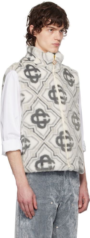 Vesta Casablanca Casablanca Monogram Faux-Fur Vest Biela | U-MPS25-OT-152-01, 1