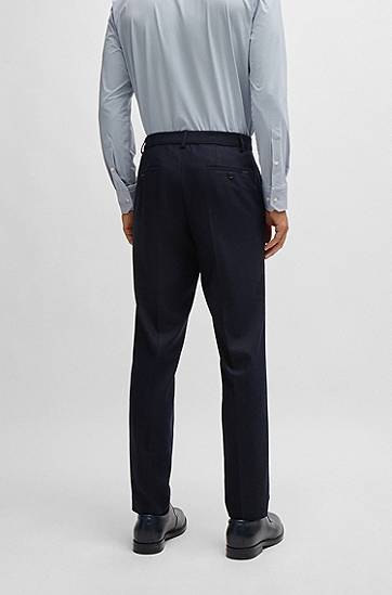 Nohavice BOSS Slim-Fit Stretch Flannel Trousers Navy | 50530644, 1