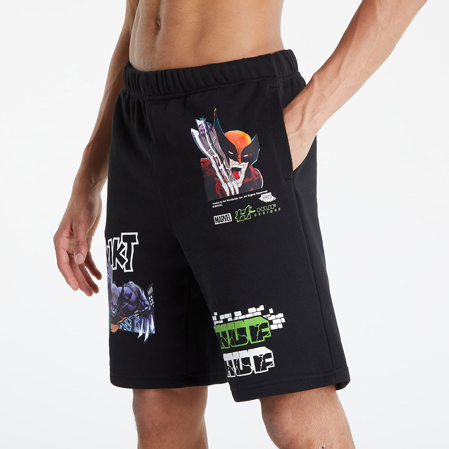Šortky HUF Marvel x Smash Up Fleece Short Čierna | pt00260-black, 0
