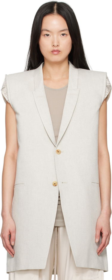 Vesta Rick Owens Rick Owens Hollywood Dirt Tailored Sleeveless Denim Blazer Béžová | RP01E7768 DRD, 0