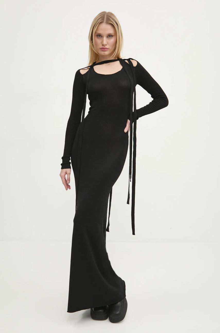 Šaty Y/PROJECT Multiscarf Long Sleeve Maxi Dress Čierna | 106DR008, 0
