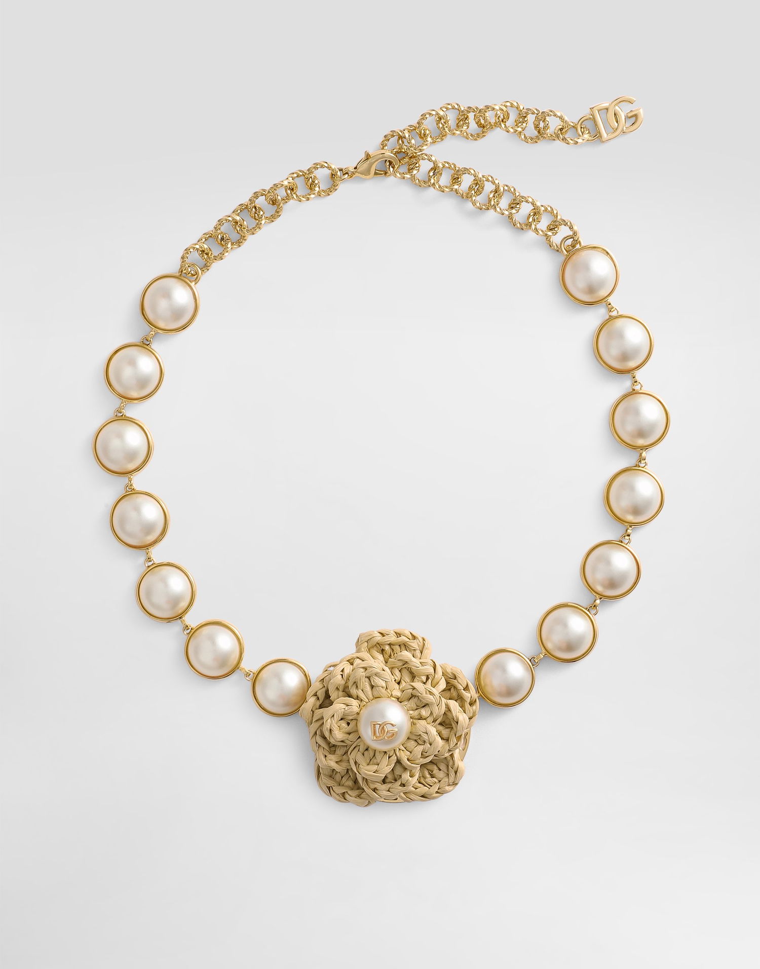 Náhrdelník Dolce & Gabbana Dolce & Gabbana Pearl and Raffia Flower Necklace Metalická | WNR6R1W1111ZOO00, 0