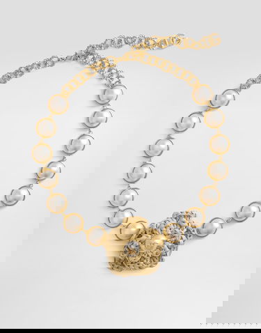 Náhrdelník Dolce & Gabbana Dolce & Gabbana Pearl and Raffia Flower Necklace Metalická | WNR6R1W1111ZOO00, 0