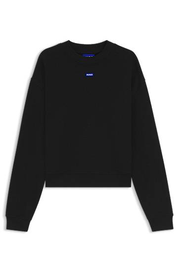 Sveter BOSS Terry Sweatshirt with Logo Badge Čierna | 50534344