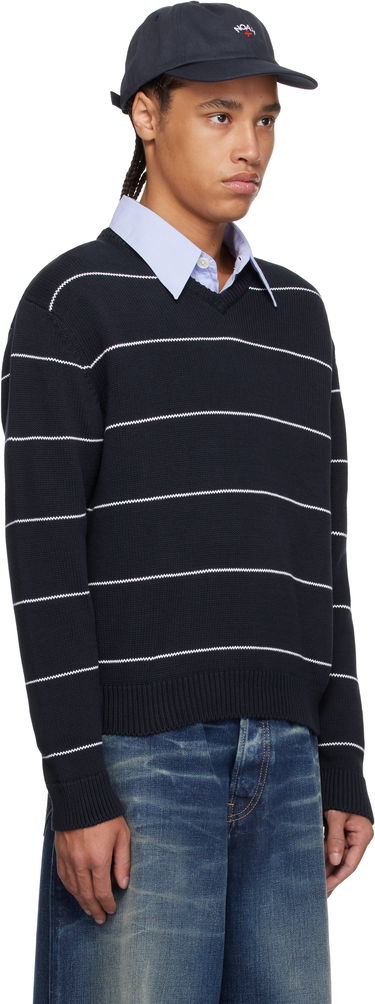 Sveter Noah Noah Striped V-Neck Sweater Navy | SW096SS25NVY, 1