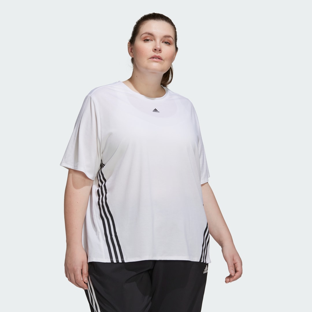 Tričko adidas Performance Train Icons 3-Stripes Plus Size Biela | HI5698, 0