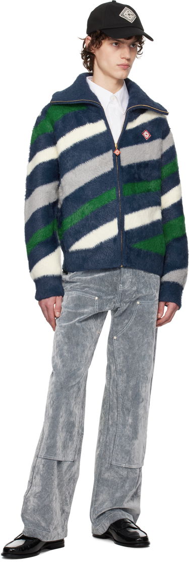 Sveter Casablanca Casablanca Striped Fluffy Zip-Up Jacket Modrá | MPS25-KW-830-01, 3