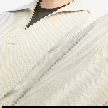 Sveter Studio Nicholson Studio Nicholson Nash Rib Polo Knit, Size Large Béžová | NASHSNM-1295-NTL, 5
