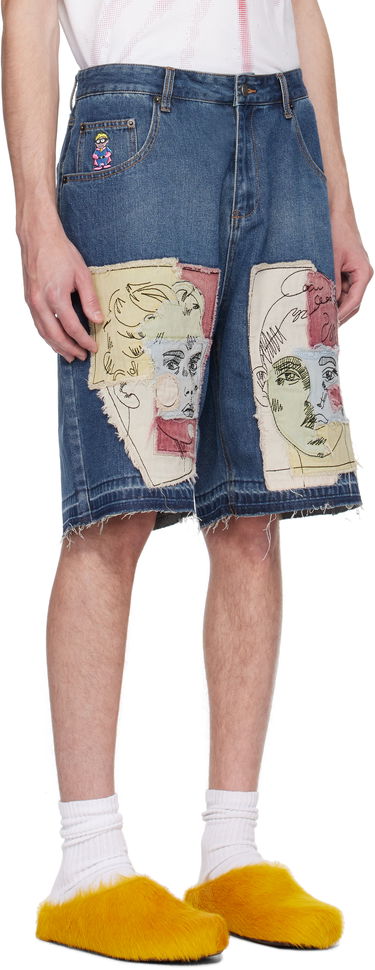 Šortky KidSuper KidSuper Boy & Girl Doodles Patchwork Shorts Modrá | SS25-PT-09, 1