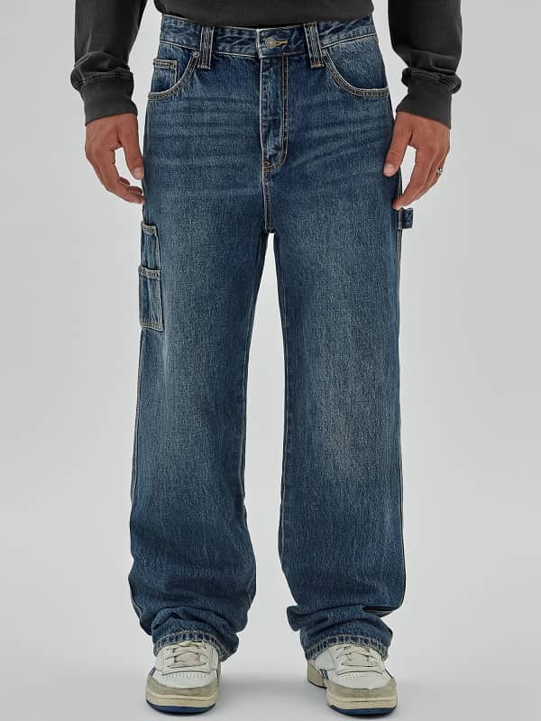 Džínsy GUESS Originals Mid Rise Carpenter Denim Pant Modrá | M4RG43D4XY0, 0