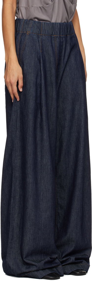 Džínsy Dries Van Noten Dries Van Noten Elasticated Waist Wide Leg Jeans Navy | 252-010936-2382, 1