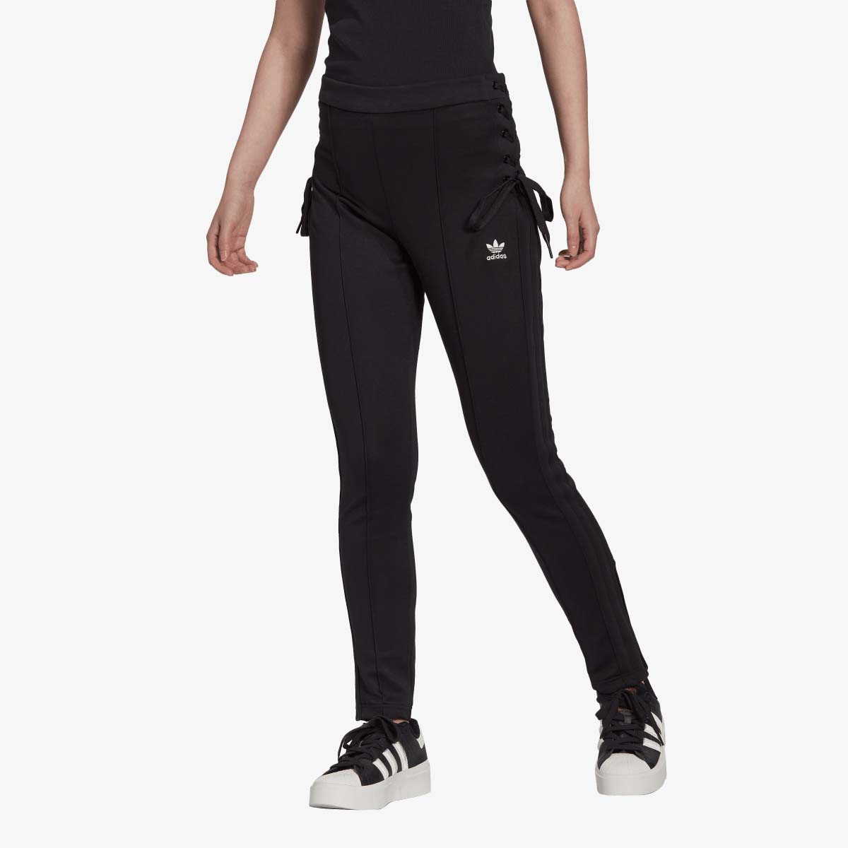 Tepláky adidas Originals High Waist Lace Up Track Pants Čierna | HK5082, 1