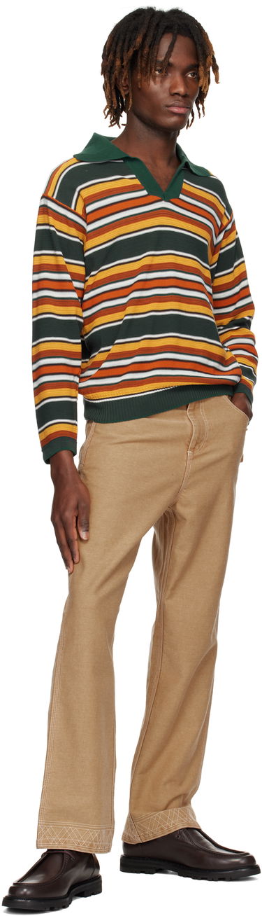 Sveter Bode Bode Parakeet Stripe Long Sleeve Polo Rôznofarebný | MRS25KT022, 3
