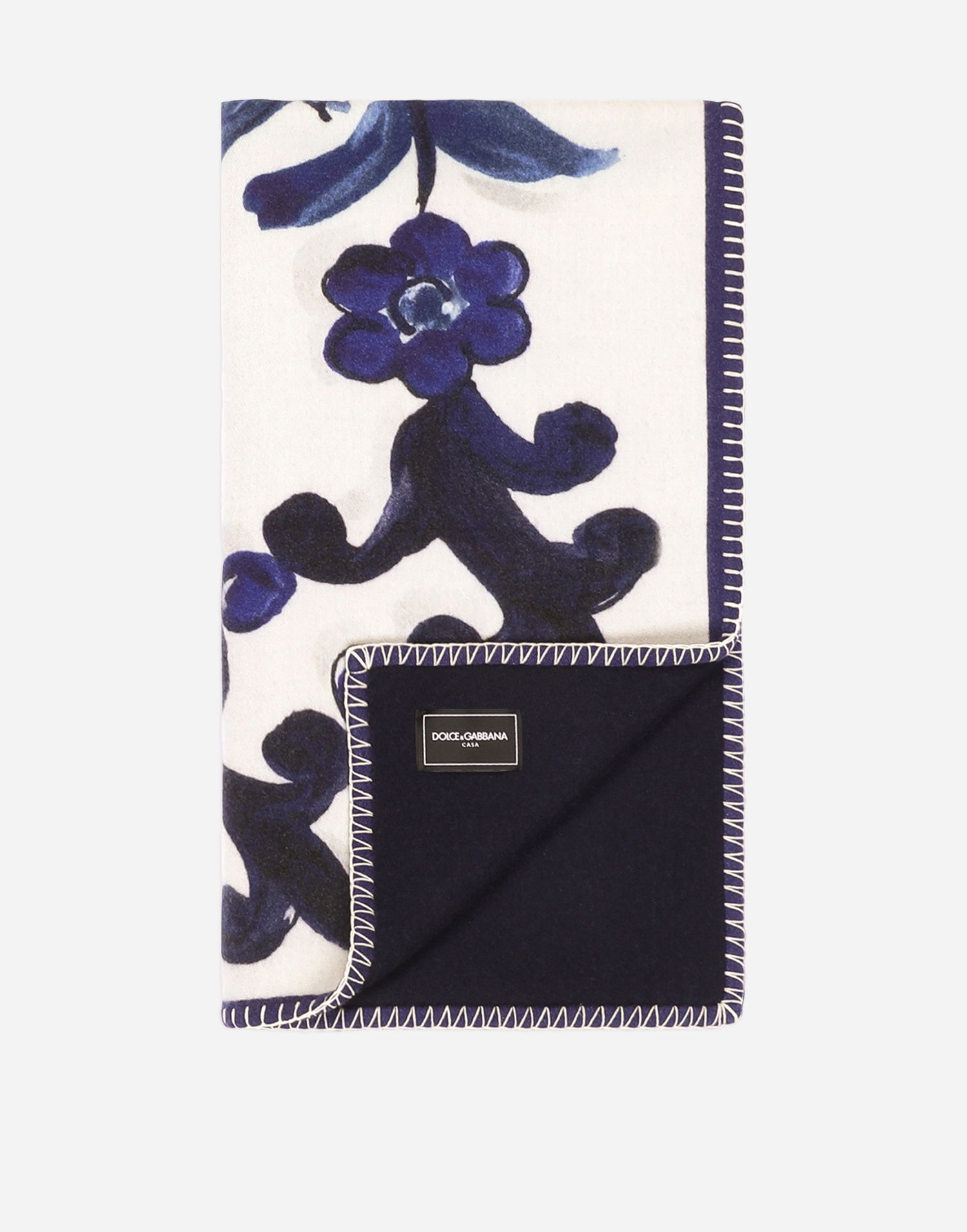 Home decor Dolce & Gabbana Baroque Floral Silk And Wool Blanket Modrá | TCE012TCAB6UB013, 1