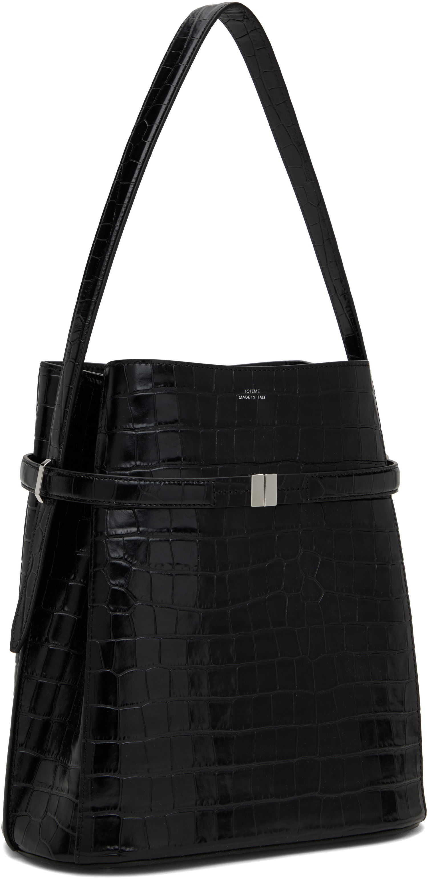 Kabelka TOTEME Totême Belted Croc-Embossed Leather Bucket Bag Čierna | 244-WAL0048-LE0076, 1