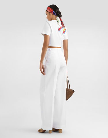 Crop Top Dolce & Gabbana Dolce & Gabbana Floral Tie-Front Crop T-Shirt Biela | F8V75ZGDDCHW0800, 2
