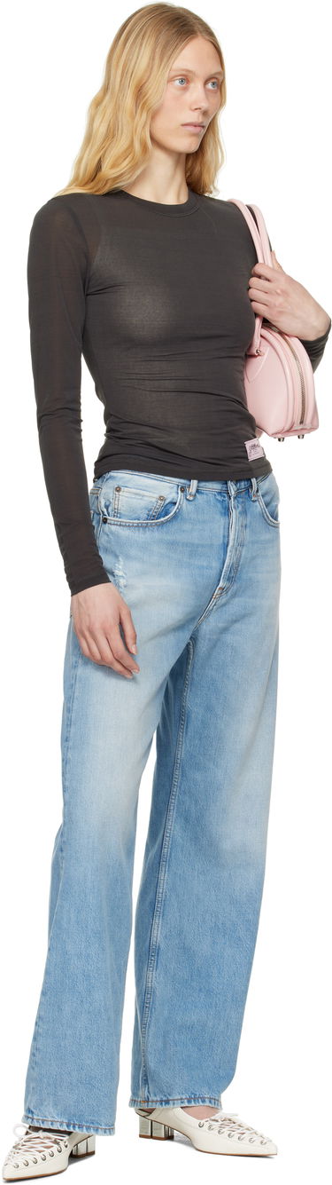 Tričko GANNI GANNI Sheer Mesh Jersey Long Sleeve T-shirt Šedá | T4242, 3