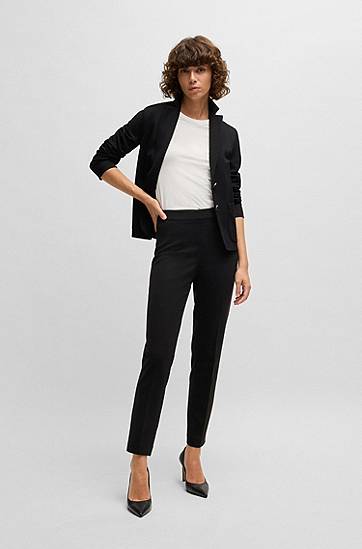Nohavice BOSS Tapered Stretch Trousers Čierna | 50490056, 1