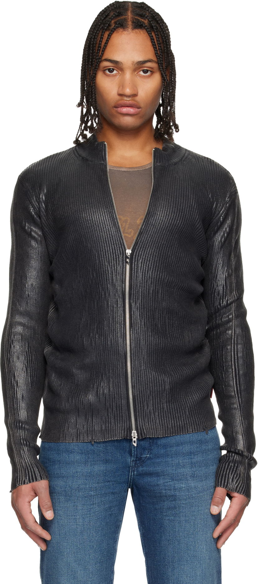 Bunda Diesel K-Dargy-D Ribbed Zip-Up Jacket Čierna | A19472-0JLBA-900A