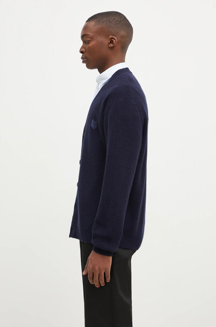 Sveter MAISON KITSUNÉ Ribbed Cardigan With Logo Patch Zelené | NM00501KT1093, 1