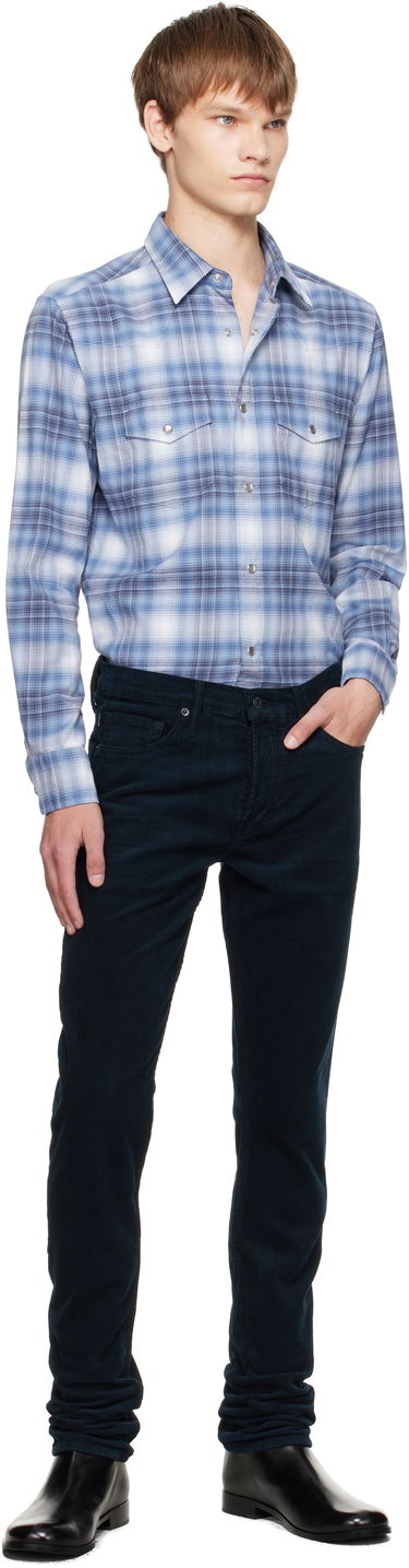 Nohavice Tom Ford TOM FORD 12 Waves Corduroy Slim Fit Stretch Trousers Navy | DPS001-DMC081, 3