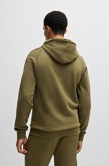 Mikina BOSS HUGO Cotton-Terry Hoodie with Logo Tape Sleeves Zelené | 50520502, 1