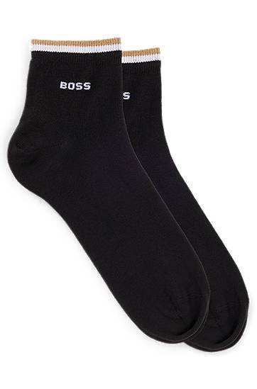 Ponožky BOSS Two-Pack of BOSS Short Socks with Signature-Stripe Cuffs undefined | 50491195, 0