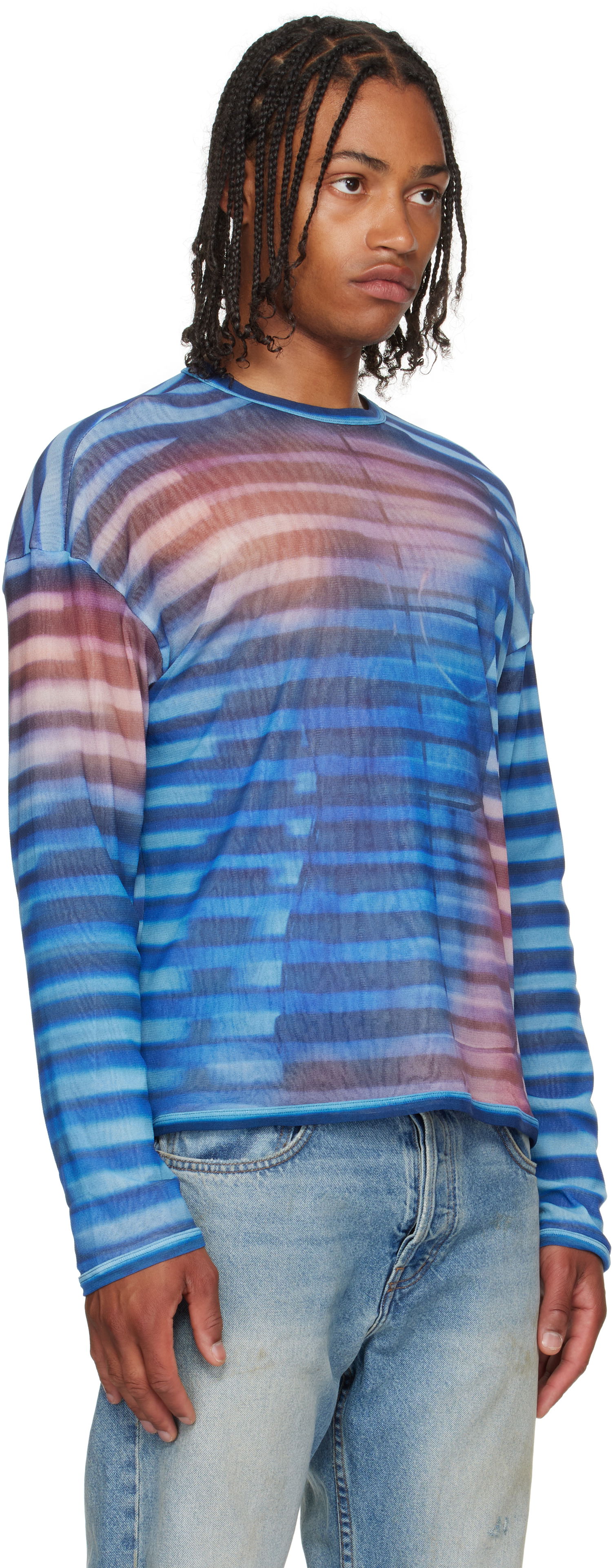 Tričko Jean Paul Gaultier Jean Paul Gaultier 'The Oversized Air' Long Sleeve Top Modrá | 25/03-W-TO317-M005P-565034, 1
