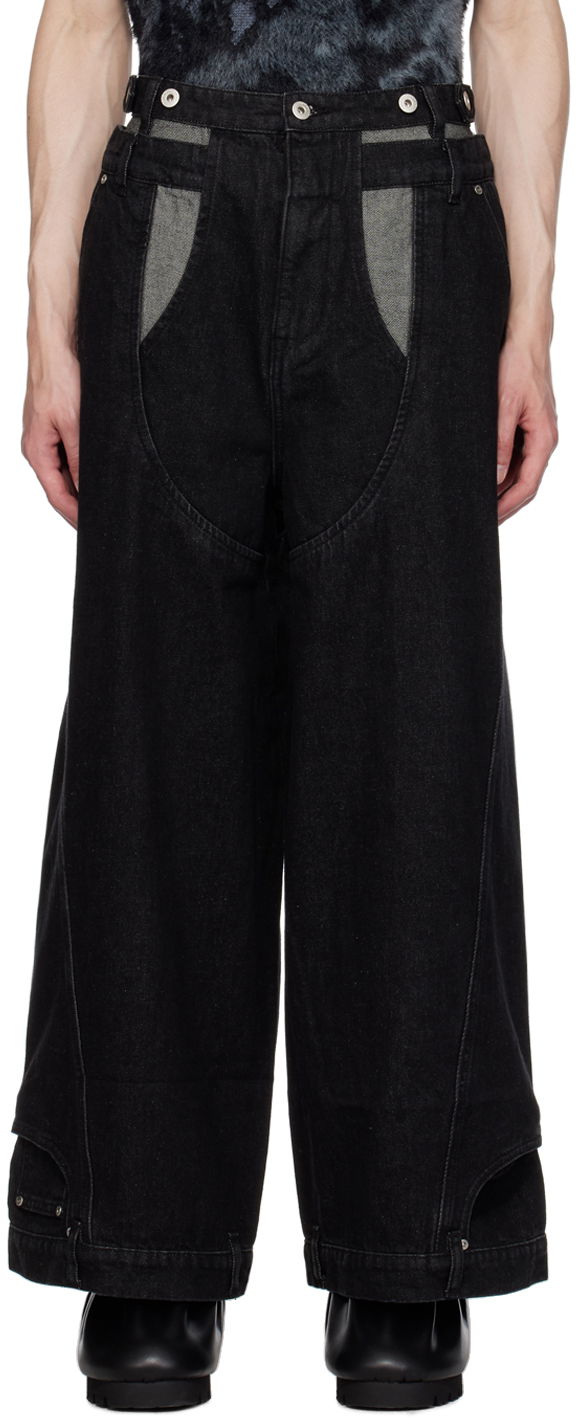 Džínsy Feng Chen Wang Feng Chen Wang Paneled Jeans Čierna | FUF16TR04, 0