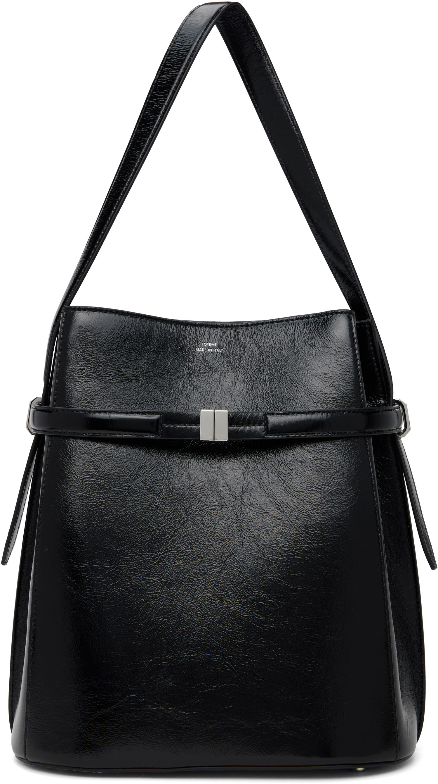 Tote bag TOTEME Totême Belted Naplack Leather Bucket Bag Čierna | 244-WAL0048-LE0046, 0
