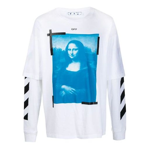 Tričko Off-White Off-White SS21 Mona Lisa Graphic Long Sleeve T-Shirt Biela | OMAB022R21JER0010110