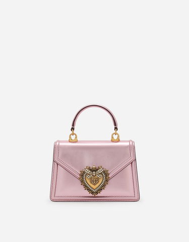 Taška cez rameno Dolce & Gabbana Dolce & Gabbana Metallic Embellished Heart Leather Shoulder and Crossbody Bag Ružová | BB6711A10168B404, 0