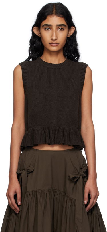 Vesta Cecilie Bahnsen Cecilie Bahnsen Bill Ruffled Hem Knit Vest Hnedá | 2.25KNI53002 BILL VEST, 0