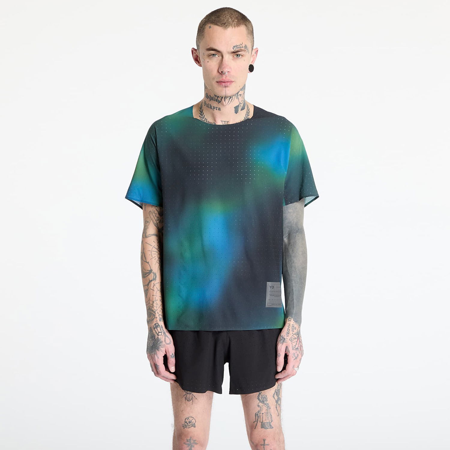 Tričko Y-3 Y-3 Allover Print Running Short Sleeve T-Shirt Modrá | JM3340, 0
