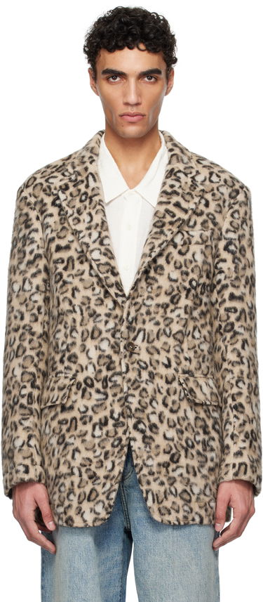 Kabáty R13 R13 Oversized Leopard Blazer Béžová | R13MR020-R465A, 0
